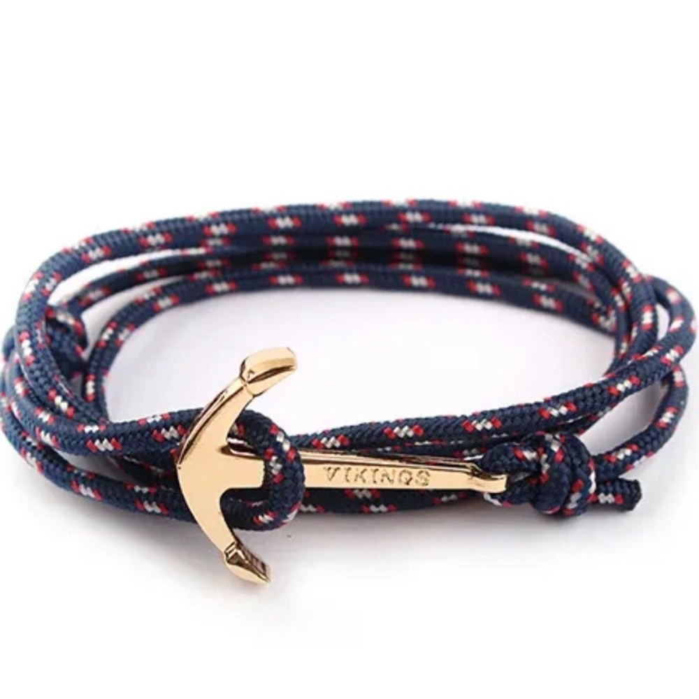 Vikings Anchor Rope Bracelet in Navy and Gold